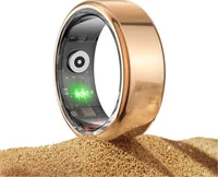 Smart Ring für Herren und Damen, mit Herzfrequenz, Blutsauerstoff, Menstruationszyklus, Schlafqualitätsanalyse, mehrere Sportmodi, IP68 Wasserdicht, Fitness Tracker, Mit Ladefach, Golden-9#