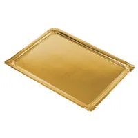 5 Servierplatten, Pappe, PET-beschichtet eckig 34 cm x 45,5 cm gold