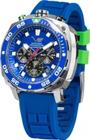 Vostok Europe Systema Periodicum Hydrogen Chronograph Herrenuhr inkl.2 Armbänder Blau Leder/Silikon - VK67-650A720