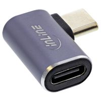 InLine® USB4 Adapter, USB-C Stecker/Buchse rechts/links gewinkelt, Aluminium, grau