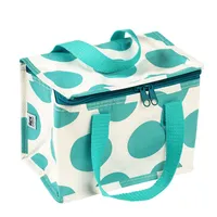 Rex London - Lunch Tasche, Kühltasche, Lunch bag mit Reißverschluss - Türkis und Weiß