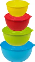 4tlg. KING® Vorratsdosen-Set BONITO / Innen Edelstahl - Außen Kunststoff / 4 Schüsseln aus Edelstahl in den Größen ca. Ø11cm, Ø13cm, Ø15cm & Ø17cm