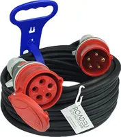 RoadEu - Starkstrom Verlängerungskabel 16A - CEE Verlängerungskabel 20 meter mit Kabelhalter - Starkstromkabel 16A 380V - 5x2 5mm2 Kabel - 16A CEE
