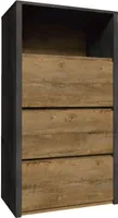 Kommode Selun 21, Farbe: Eiche Dunkelbraun / Grau - 103 x 50 x 46 cm (H x B x T)