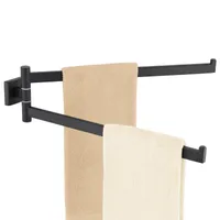 Handtuchhalter, Doppelter Schwenkbar Handtuchstange, Badetuchhalter, 40 cm Edelstahl Doppelhandtuchhalter, Badezimmer Handtuchständer Schwarz