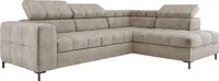 Nowoczesna sofa narożna PABLO 279x201 cm, rozkładana Z regulowanymi zagłówkami, pojemnikiem na pościel, solidnymi metalowymi nóżkami, wysokiej jakości tkaniną CLOUD W różnych kolorach, odpowiedni układ, kolor BEIGE