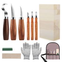 Holz-Schnitzwerkzeug Set, Schnitzmesser Holz Schnitzen Set, Carving DIY Schnitzset mit Schnittfeste Handschuhe