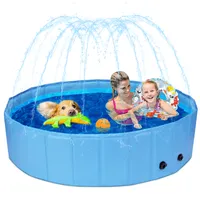 Nobleza Hundepool für Große Hunde mit Sprinkler, Planschbecken für Hunde, 2 in 1 Faltbarer und Tragbarer PVC Schwimmbecken für Hunde, 120 * 30cm