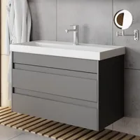 Waschtisch Set Lara | Waschbecken mit Unterschrank 80 cm | Badmöbel Anthrazit