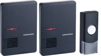 Grundig FunkTürglocke mit 1 Sender, 2 Empfängern Batterien 80 Meter Reichweite Schwarz