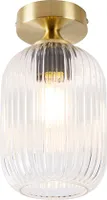 QAZQA - Art Deco Art-Deco-Deckenleuchte I Deckenlampe I Lampe I Leuchte Messing mit Klarglas - Banci I Wohnzimmer I Schlafzimmer - Rund - LED geeignet E27