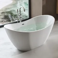 doporro Freistehende Design-Badewanne Vicenza502 170x80x60cm mit Ablaufgarnitur und Überlauf aus Acryl in Weiß und DIN-Anschlüssen