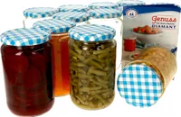 12er Set Einmachglas 720 ml Deckel Blau Weiß Kariert Einkochgläser Vorratsglas Glas Aufbewahrung