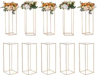VEVOR 10er-Set Blumenhocker Eckig 28x28x80cm Blumenständer Eisen Beistelltisch Modern Blumensäule Gold-Galvanisierung Pflanzenhocker Pflanzenständer Metallständer für Dekoration von Bars Hotels Cafés
