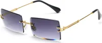 Randlose rechteckige Sonnenbrille für Damen/Herren, ultraleichte