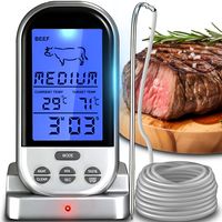 Grillthermometer Digitales Funk Kabellos Fleischthermometer Bratenthermometer Barbecue Digital Thermometer für Grill Temperaturbereich 250 °C Reto