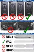 Repair Reparatur Satz Autoschlüssel Funk Fernbedienung Austausch Gehäuse mit 4 Tasten + VA2 Rohling + Batterie kompatibel mit Peugeot 807 1007