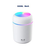 300ml LED Luftbefeuchter USB Aroma Diffusor Purifier Auto Luftreiniger mit Bunte LED Lichter, Weiß