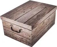 Aufbewahrungsbox Maxi Wood grau mit Deckel/Griff 51x37x24cm Allzweckkiste Pappbox Aufbewahrungskarton Geschenkbox