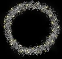 LEX Metallkranz feinmaschig 40 LED, Ø 30cm warmweiß Timer, transp. Kabel LK062WT