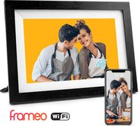 Digitaler Holz Bilderrahmen mit WiFi und Frameo App – 10 Zoll Schwarzer digitaler Fotorahmen HD Touchscreen-Anzeige- Micro SD