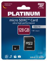 Platinum Micro SDXC 128GB CL10 UHS-I Speicherkarte inkl. SD Adapter