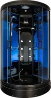 Duschkabine, 100X100X220 Cm / 5 Mm, Mit Hydromassage Und Dampfsauna-Funktion, Schwarz