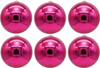 6 x Weihnachtskugeln für den Außenbereich, frostsicher und wetterfest Ø 12 cm fuchsia - Christbaumkugeln für Draußen - Weihnachtsbaumkugeln