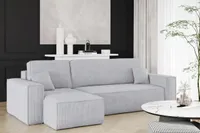 Sofa w kształcie L BEST narożnik tkanina Poso jasnoszary lewy