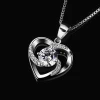 925 Sterling Silber Herzkette Schmuck Zirkonia Damenkette mit Box Geschenk für Damen