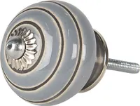Clayre & Eef Türknopf Ø 4x4 cm Grau Braun Keramik Rund
