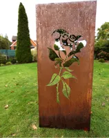 Sichtschutz Sichtschutzelement Stele Wand Edelrost Rost 150 x 62 cm inkl. Bodenanker Rose