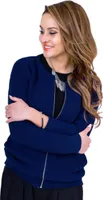 Damen Blazer Strickjacke Jacke; Dunkelblau/XS/S 34/38
