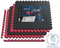 Hop-Sport Puzzlematte 4er Set - Extra Dicke Unterlegmatte für Fitnessgeräte als Rutschfester Bodenschutz - Größe 60 x 60 x 2 cm - Schwarz/Rot