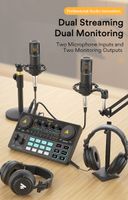 Mikrofon-Mixer Digitale Audio-Schnittstelle Podcast-Soundkarte Wiederaufladbarer Podcaster für Telefon Computer PC