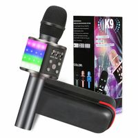 Karaoke Mikrofon, GLIME 5-in-1 Bluetooth Karaoke Mikrofon mit Tanzen LED Lichter, KTV Mikrophon mit Musik Lautsprecher für Erwachsene, Karaoke Mikrofon Kinder Kompatibel Android/IOS/PC(Schwarz)