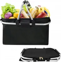 GEKO | Einkaufskorb faltbar mit Kühlfunktion, 30l Schwarz, Isolierkorb mit gepolsterten, Tragekorb, Kühltasche, Picknickkorb, Isoliertasche, Kühlkorb