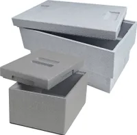 Climapor 2er Set Transportbox Plus und mini aus Styropor, grau - Volumen: 54,5 x 35 x 30 cm (32 Liter) - Volumen: 25,5 x 35 x 21 cm (9 Liter) - Wandstärke: 1,75 cm bzw. 2 cm