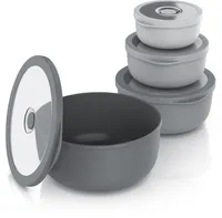 Arendo Schüssel Set mit Deckel, Salatschüssel, Rührschüssel, spülmaschinengeeignet, BPA-frei, 0,35 L / 0,65 L / 1,2 L / 2,0 L