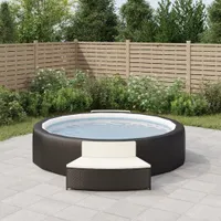 vidaXL Whirlpool-Bänke mit Auflagen 2 Stk. Schwarz Poly-Rattan