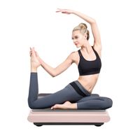 Vibrační deska s dálkovým ovládáním Cvičební stroj 5 režimů až do 120 kg Fitness platforma pro celé tělo Domácí cvičení (šedá, růžová)