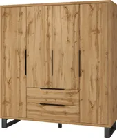 Kleiderschrank mit Schubladen Drehtürenschrank HELENE HL20 eiche wotan 190x210x60cm