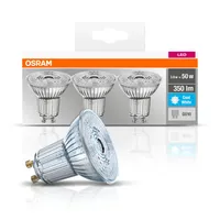 Osram LED žárovka nahrazuje 50W reflektor Gu10 - Par16 v transparentním provedení 4,3W 350lm 4000K 3-pack