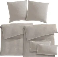Pure Label Musselin Bettwäsche 6teilig bestehend aus Bettbezug 135 x 200 2er Set + 80x80 Kissenbezug 2er Set + 40x80 Kissenbezug 2er Set in Taupe