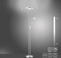 JUST LIGHT LED Deckenfluter HELIA rund Dimmfunktion des Fluterkopfes, Lesearm schaltbar silber Wohnbereich, z.B. Wohnzimmer, Schlafzimmer, Flur, Büro-/Arbeitszimmer 11778-55