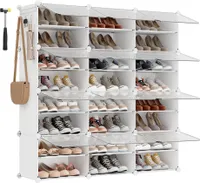 SONGMICS Schuhregal  12 Fächern, Schuhschrank, mit Türen weiß