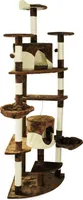 Wiltec Eck-Kratzbaum in Beige/ Braun 210 cm hoch, Katzenkratzbaum mit Katzenhäuser, Katzenbaum mit Liegemulden und Plattformen, Kletterbaum für Katzen
