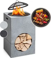 Blumfeldt Feuerschale, Tragbare Feuerstelle Outdoor, Feuerschalen für den Garten, Terrasse & Camping, Feuerschale mit Grillrost & Holzlagerfach, Sichere Stahlschale, Feuerstelle 50 x 75 x 50 cm