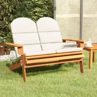 Ławka ogrodowa Adirondack z poduszkami 126 cm lite drewno akacjowe