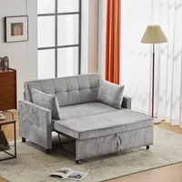 Odikalo Schlafsofa Sofabett 2 Sitzer Lounge Verstellbar Rückenlehne Chenille Grau